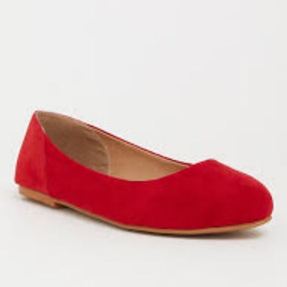 Nwt Torrid Red SUEDE ALMOND TOE FLAT (WIDE WIDTH) size 8W - Picture 1 of 10